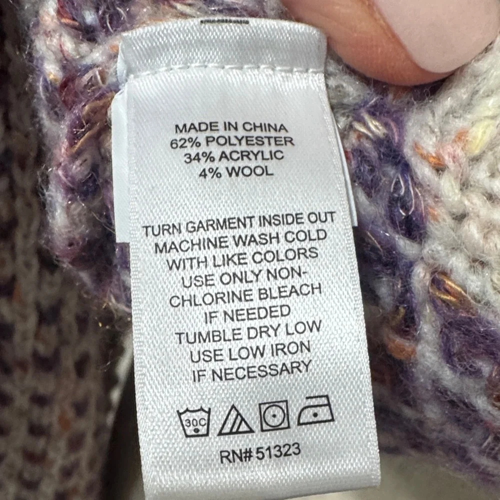 CeCe NWOT❤️ Women's Sweater Textured Cream and Purple - Picture 5 of 13